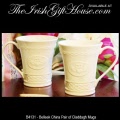 Irish Belleek China Claddagh Mugs, Pair