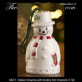 Irish Belleek China Snowman with Stocking Bell Christmas Tree Ornament 