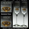 Irish Wedding Bride and Groom Claddagh Champagne Flutes
