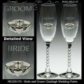 Irish Wedding Bride and Groom Claddagh Champagne Flutes