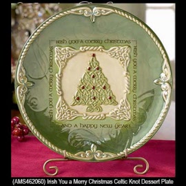 Irish You a Merry Christmas Celtic Knot Dessert Plate