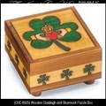 Irish Gifts - Wooden Claddagh and Shamrock Puzzle Box