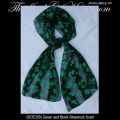 Ladies Green and Black Shamrock Scarf
