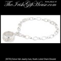 Solvar Irish Jewelry, Sterling Silver, Aura Heart Locket Charm Bracelet