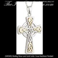 Solvar Irish Jewelry Sterling Silver and Gold Celtic Cross Necklace Pendant