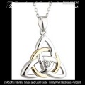 Solvar Irish Jewelry Sterling Silver and Gold Celtic Trinity Knot Necklace Pendant