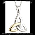 Solvar Irish Jewelry Sterling Silver and Gold Celtic Trinity Knot Necklace Pendant