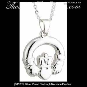 Solvar Irish Jewelry Silver Plated Claddagh Necklace Pendant