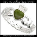 Solvar Irish Jewelry Connemara Marble Claddagh Ring, Sterling Silver