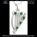 Solvar Irish Jewelry Silver Plated Harp Necklace Pendant