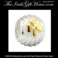 Solvar Irish Jewelry Sterling Silver and Gold Plated Shamrock Charm Bead