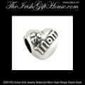 Solvar Irish Jewelry Sterling Silver Shamrock and Mom Charm Bead