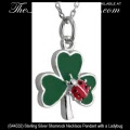Solvar Irish Jewelry Sterling Silver Green Emamel Shamrock Pendant