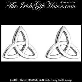 White Gold Celtic Trinity Knot Emerald Earrings | Solvar Jewelry White Gold Celtic Trinity Knot Emerald Earrings | Solvar Jewelry