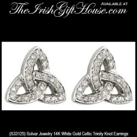 White Gold Diamond Celtic Trinity Knot Earrings | Solvar Jewelry