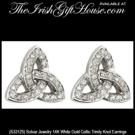 White Gold Diamond Celtic Trinity Knot Earrings | Solvar Jewelry White Gold Diamond Celtic Trinity Knot Earrings | Solvar Jewelry