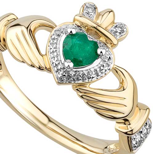 Emerald Claddagh Ring - Gold - 21092