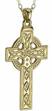 Mens Gold Celtic Cross - Scriptures - Clonmacnoise