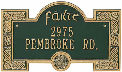Celtic Address Plaque - Failte - Personalized