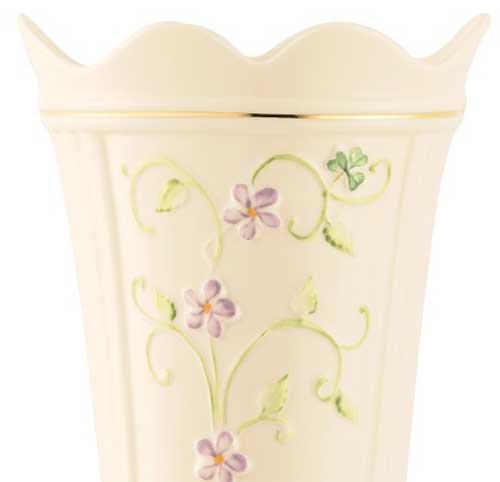 Belleek Pottery Floral Irish Flax Vase 