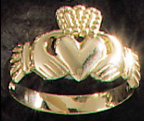 Mens gold irish hot sale claddagh ring