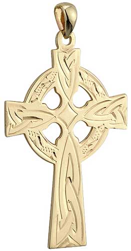 YTC Summit Matte Silver Tone Celtic Cross Pendant with Gold Colored Detailing 