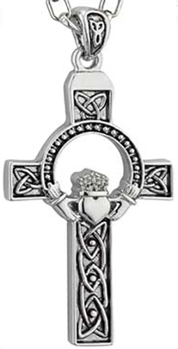 Claddagh Cross White and Rose Gold Pendant