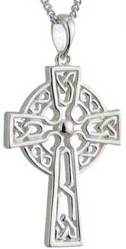 Mens Celtic Cross Necklace - Sterling Silver - Filigree
