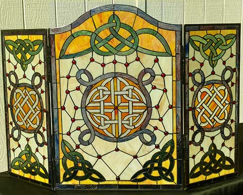 Celtic Fireplace Screen Stained Glass, Stained Glass Fireplace Guards