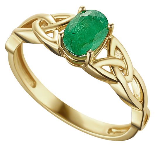 Gold Celtic Ring Emerald