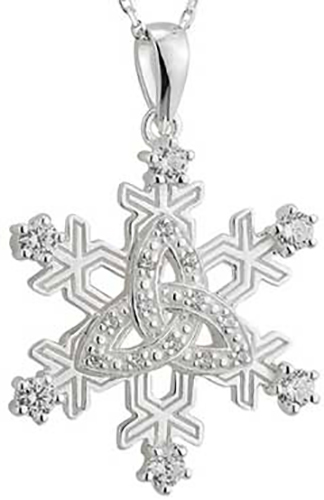 Snowflake Necklace for Women Sterling Silver Celtic Knot CZ Pendant Fr
