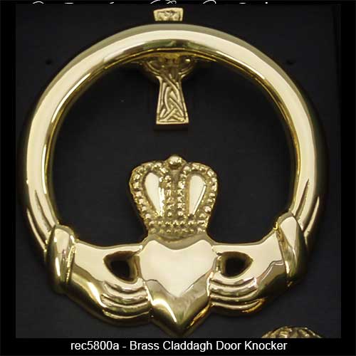 thumbnail image 2 of Robert Emmet Solid Brass Claddagh Door Knocker - 5.5x5 Inch Irish Design With Satin Nickel Finish 2 of 12