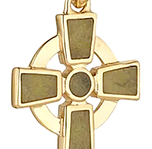 Connemara Marble Celtic Cross - Gold