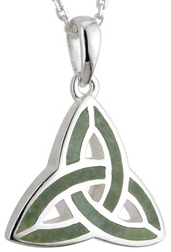 Celtic Jewellery Celtic Triquetra Necklace with Connemara Marble Bead 