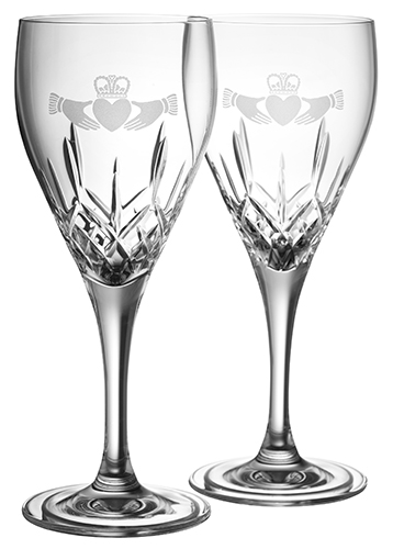 Claddagh Wine Glasses - Galway Crystal - White