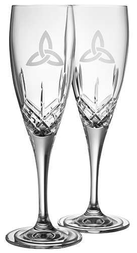Celtic Champagne Flutes - Trinity - Galway Crystal