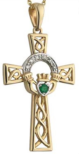 Celtic Cross Silver Enhancer Pendant with Charoite Gemstone - Connemara  Marble