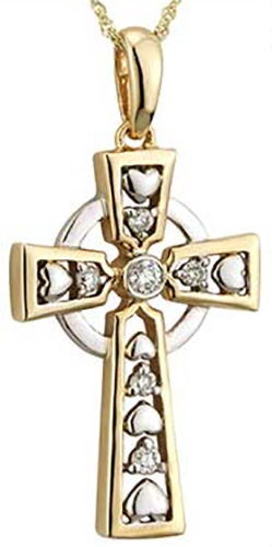 Diamond Celtic Cross Necklace - Gold