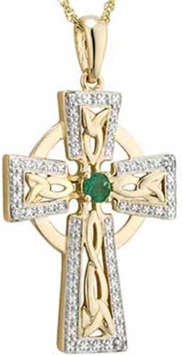 14K Yellow Gold Celtic Cross Pendant 28mm length - (A82-989) - Roy Rose  Jewelry