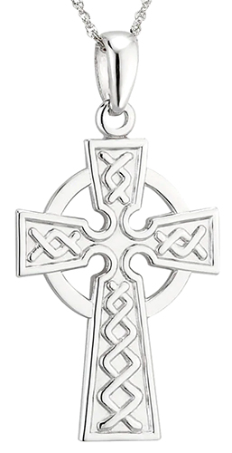 Celtic Cross Necklace White Gold