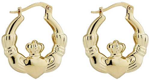 Gold Claddagh Earrings - Hoop - 3056