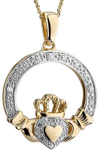 Claddagh Necklace - Gold - Diamond - 46424