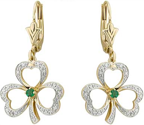 St Patrick/'s Day Irish USA Details about  / Shamrock Stud Earrings Gold Plated Green Epoxy