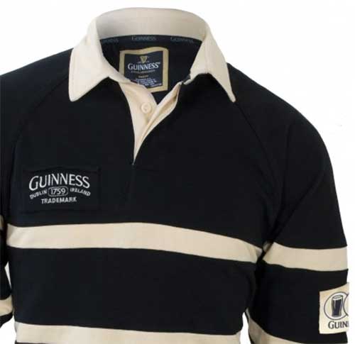 Guinness Traditional Rugby Shirt with Cream Panel and Harp Logo Patch jersey New