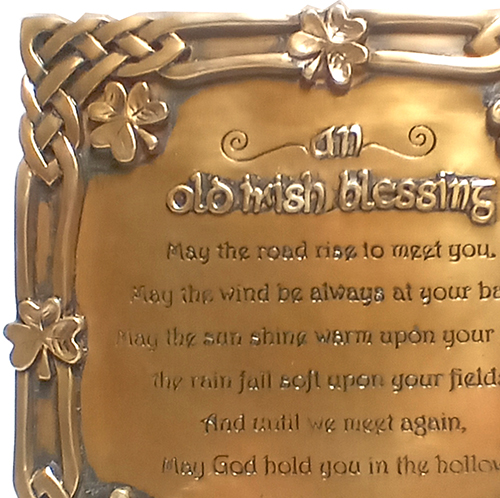 IRELAND BRONZE PLATED WALL PLAQUE A HOME BLESSING CELTIC SHADOWS CELTIC DESIGN 