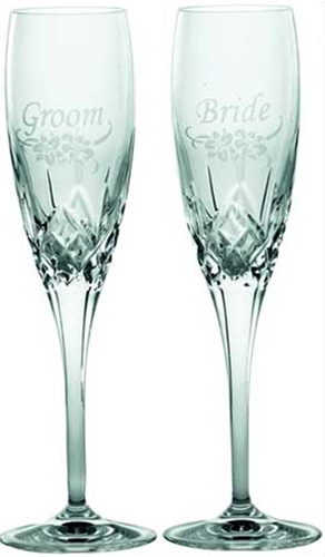 Galway Crystal Mystique Romance Flutes Pair