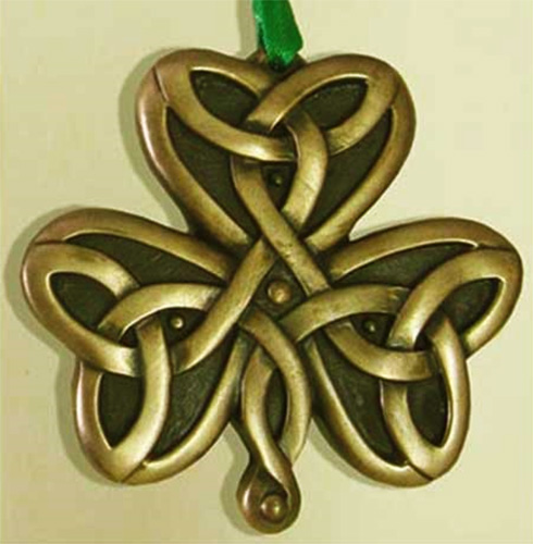Bronze Plated Hanging Ornament Trinity Shamrock Design 