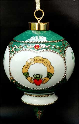 Pallina Di Natale Irlandese Claddagh Oro Con Cristalli – Poesia In Omaggio