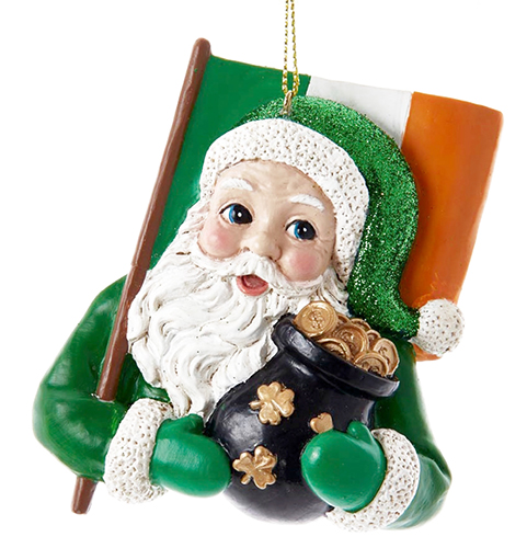 Irish Santa Christmas Ornament - Flag