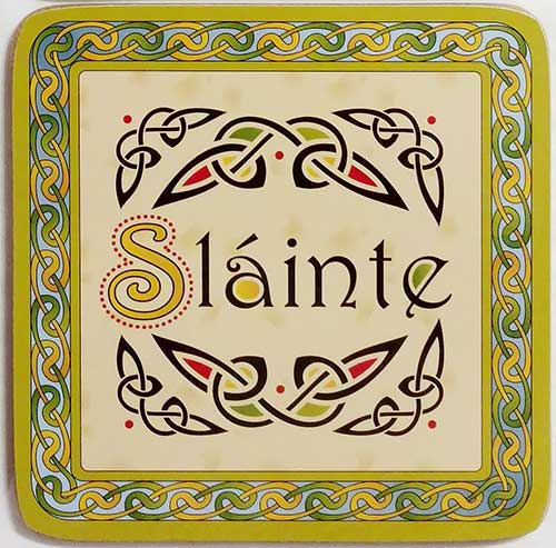 Irish Celtic Designed Coaster With Slainte Text 